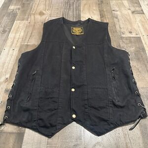 Milwaukee Leather Mens Black Denim Biker Vest Patches XXL 2XL Club Style Vest